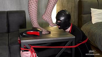 Preview 3 of Sayaka Tsu - Slave is worshipping Mistress legs in fishnets and high heels