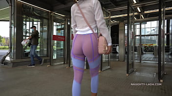 Preview 4 of Indian Poran Vidio In Urdo - Transparent leggings and sheer shirt in public