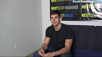 Preview 2 of Teen Webcam Strip - Casted straight hunk stroking dick for camera