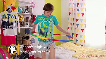 Preview 1 of Hinde Xxx Bf Animal Vs Girls - Sweet Boy Johnny Nightwill Strokes His Big Uncut Cock and Uses Anal Beads