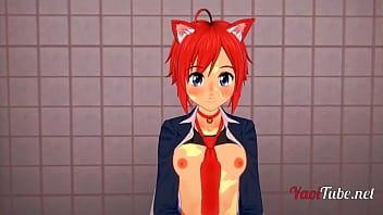 Preview 1 of Pissing Banda - 2 NekoBoys having sex in School&#039_s Toilet ,  handjob and anal with crempie