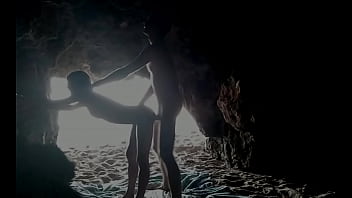 Preview 2 of Wwe X Dog Video Come - At the beach,  hidden inside the cave