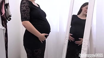 Preview 4 of Figh Mom - Nicolette admires her pregnant body in her full-length mirror!