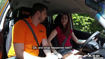 Preview 1 of Step Mum Swallow Cum - Public euro cowgirling car driving instructor