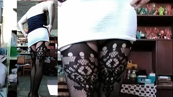 Preview 1 of Wwwcom Chaina Sexi Video - Travesti medias con liguero y mini blanca