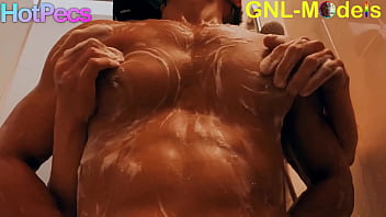 Preview 2 of Mom Daughter Blackmail Son - Hot Muscle man in the shower gets nipple played!