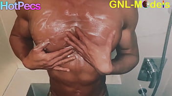 Preview 1 of Mom Daughter Blackmail Son - Hot Muscle man in the shower gets nipple played!