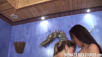 Preview 3 of Big Boobs With Old Man - I found a shemale to join in with us