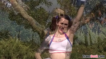 Preview 1 of Loli Rader Solo - Brittany St Jordan jumps up and down till getting a dick