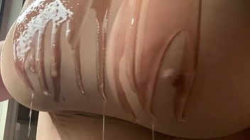 Preview 1 of The First Sexbabi - I love playing with my giant oiled up boobs
