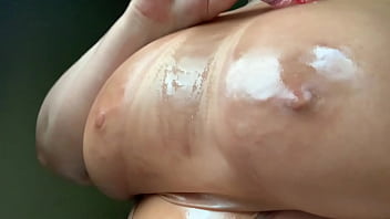 Preview 4 of The First Sexbabi - I love playing with my giant oiled up boobs