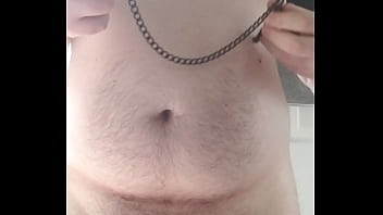 Preview 1 of Senta Rape - Fat boy playing with nipple clamps and rubbing little cock