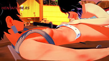 Preview 3 of Oil Wrestling Match - Kimetsu no Yaiba Hentai - Tanjiro x Kanae Handjob,  Blowjob and Fuck - Kanae enjoyed a lot with big Tanjiro&#039_s dick - Demon Slayer