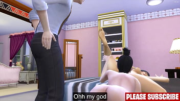 Preview 2 of Keratin Keif - Japanese Lesbian step Mom And step Daughter Trick step Son To Watch To See Them While Having Sex Then He Joins Them Too In Threesome