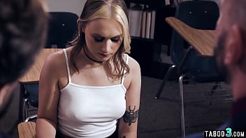 Preview 1 of Triple Anal Double Pussy - Meek teen Gwen Vicious is manipulated into fuck with teacher and principal