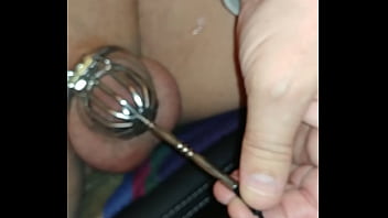 Preview 2 of Hot Mama Dot Com - probe in a caged penis