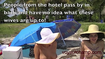 Preview 3 of Super Sexy Xxx Hd - These are the Exhibitionist Wives I like to film flashing in public,  Upskirt and teasing nude beach voyeurs!