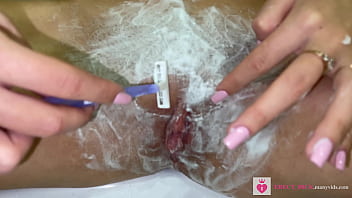 Preview 2 of Real Hot Mom Sex Vide - Shaving unshaven pussy close up! Cute blonde with natural&nbsp_tits!&nbsp_POV! FREE!