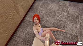 Preview 1 of Happy Brdhay - Redhead Blowjob Sitting On Chair   Facial 3D POV Animation