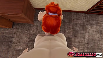 Preview 4 of Happy Brdhay - Redhead Blowjob Sitting On Chair   Facial 3D POV Animation