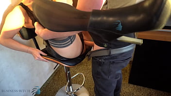 Preview 4 of Hot Sex Telugu Videos - serious business woman slips into her hot leather skirt after work - ends with a huge sperm stain,  business-bitch