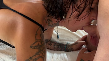 Preview 1 of Hot Hind Xxxcom - Tattooed Transgender Sucking Huge Cock