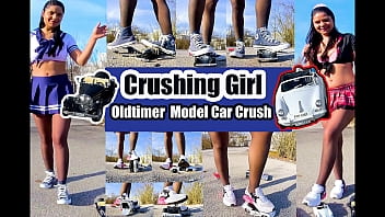 Preview 1 of Phon Airotika Com - Kati crushes Crushing crushes Trample a few old-timer cars,  tramples and crushes the cars into individual parts crush