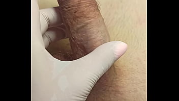 Preview 2 of Jz Zkb - Video tutorial on what to do for a depilation master with Spontaneous ejaculation while trimming. SugarNadya show that the penis must be held tight and not released until the very last spray