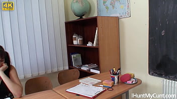 Preview 1 of Extreme Nipple Suck - Young pregnant student wanks her pussy in the classroom