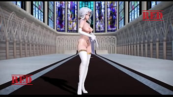 Preview 2 of Italian Incest Daughter Mother - MMD R18 HAKU WHITE SUIT CONQUEROR