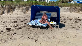 Preview 1 of Shemale Fuking Girls - Blonde Babe Kelley Cabbana Fucking on Public beach
