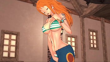 Preview 1 of Japan Bokef Sex - The cute pirate Nami fingers her pussy in a bar - One Piece Hentai.