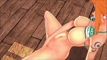 Preview 4 of Japan Bokef Sex - The cute pirate Nami fingers her pussy in a bar - One Piece Hentai.