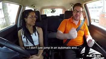 Preview 2 of Ass Filmdreh - Ebony babe publicly riding car teachers cock