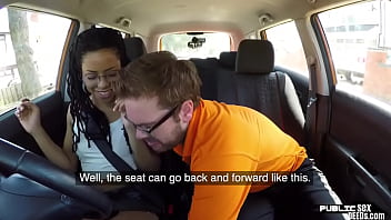 Preview 1 of Ass Filmdreh - Ebony babe publicly riding car teachers cock