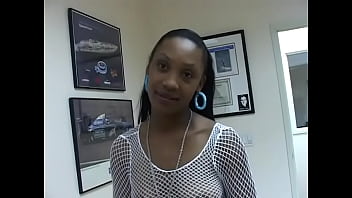 Preview 3 of Hrose Farm - Ebony chick in white fishnet stockings pissing in the toilet and filming