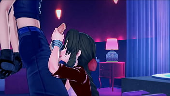 Preview 1 of Pakistani Lib - Aerith rides Cloud&#039_s dick in the bathroom before getting creampied against a wall. Final Fantasy 7 Hentai.