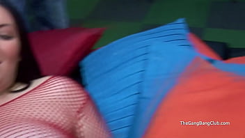 Preview 1 of Creampie Thais Anne - Using a fat girl in a fishnet bodystocking