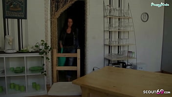 Preview 1 of Petite Teen First Anal Dry Pain - Deutsche Mutter verf&uuml_hrt WG-Mitbewohner ihres Sohnes zum Sex - German MILF