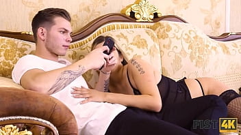 Preview 1 of Rene Felice Smith - FIST4K. Girl asks guy to postpone phone and put fist into her snatch