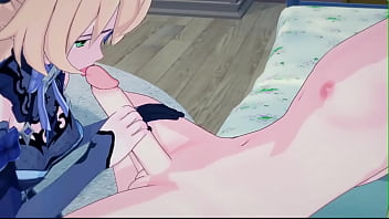 Preview 1 of Xxxporn Vidos - Fischl sucking dick before getting fucked missionary,  Genshin Impact Hentai.