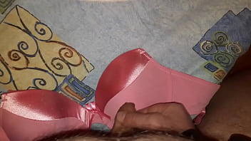 Preview 2 of Mom With Rugh - cum satin big cup bra