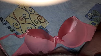 Preview 1 of Mom With Rugh - cum satin big cup bra