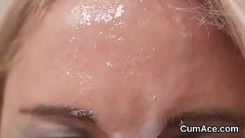 Preview 4 of Facial Kati3kat - Wicked centerfold gets cumshot on her face eating all the spunk