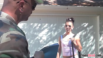 Preview 1 of Dirty Wine - TS Lexi Wade assfucked a soldier on military recruitment