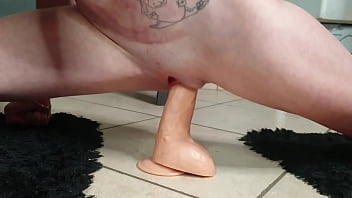 Preview 4 of Farrell And Gena - Petite naked flexible brunette riding her suction dildo while splitting