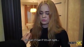 Preview 1 of Olda Lll - DEBT4k. Red-haired waitress delays debt and fuck is the price for it