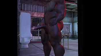 Preview 2 of Tender Assfuck - spycam catches old muscular black bull pissing