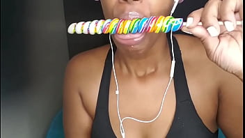 Preview 3 of Six Moivexxx - Cute ebony chick sucking Lollipop