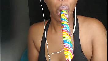 Preview 1 of Six Moivexxx - Cute ebony chick sucking Lollipop